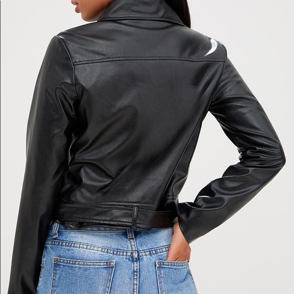 PRETTY LITTLE THING Polie Black PU Biker Jacket - Picture 3 of 3